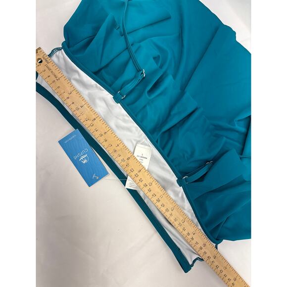 Cupshe women’s Size Large teal flowy swim top, bikini tops. NWT. - Picture 5 of 7